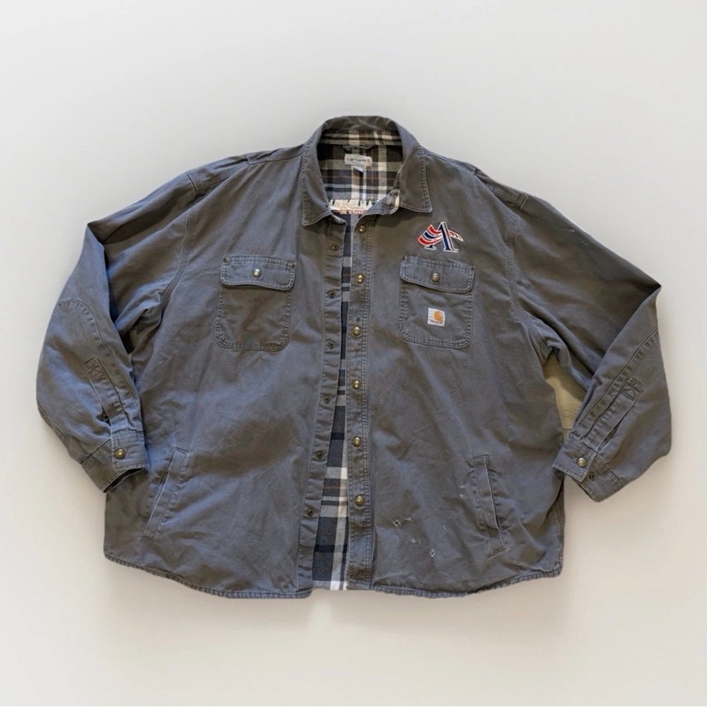 Carhartt Flannel Lined Jacket Mens 3XL Gray Weathered Canvas Shirt Jac 100590
